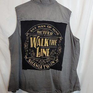 Shania Twain Lightweight Denim Upcycle Vest Sleeveless Shirt  Size 2X